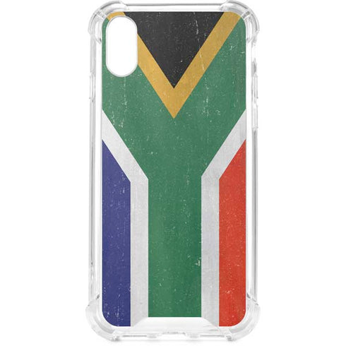 South Africa Flag Distressed iPhone XS Clear Case